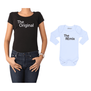 Conjunto Mamá Bebé Polera y Body 100% algodón Calambur diseño The Original The Remix