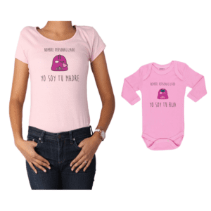 Conjunto Mamá Hija Polera y Body 100% algodón Calambur diseño Yo soy tu Madre Personalizado