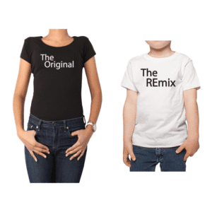 Conjunto Mamá Niño Poleras 100% algodón Calambur diseño The Original The Remix