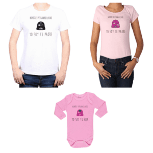 Conjunto Papá Mamá Hija Poleras y Body 100% algodón Calambur diseño Yo soy tu padre Yo soy tu madre Personalizado