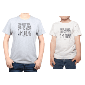 Conjunto Papá Niño Poleras 100% algodón Calambur diseño Claro que soy guapo Hijo