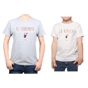 Conjunto Papá Niño Poleras 100% algodón Calambur diseño Terremoto Réplica
