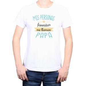 Polera Hombre Calambur 100% algodón diseño Mis personas favoritas me llaman Papá blanco