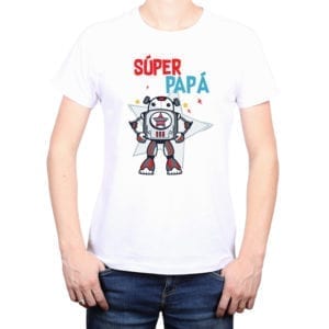 Polera Hombre Calambur 100% algodón diseño Súper Papá blanco
