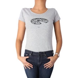 Polera Mujer Calambur 100% algodón diseño Pizza Negra 2 gris