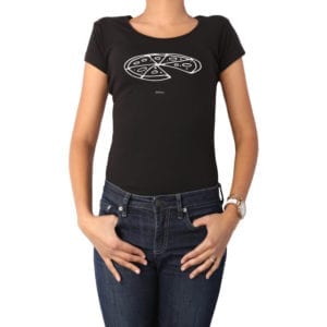 Polera Mujer Calambur 100% algodón diseño Pizza Negra 2 negro