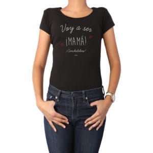 Polera Mujer Calambur 100% algodón diseño Voy a ser Mamá conchalalora negro