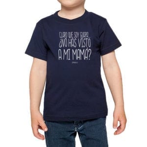 Polera Niña Calambur 100% algodón diseño Claro que soy guapa Mamá azul marino