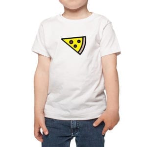 Polera Niños Calambur 100% algodón diseño Pizza blanco