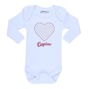 Body Bebé Corazón Cerezas Nombre Personalizado Calambur blanco
