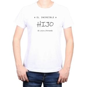 Polera Hombre Increíble Hijo Nombres Personalizados Calambur blanco