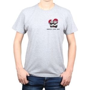 Polera Hombre Married Since Fecha Personalizada Pandas Calambur gris