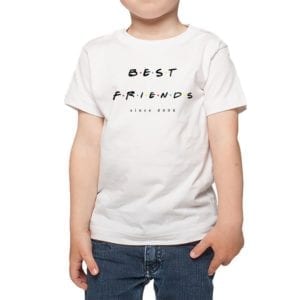 Polera Niños Best Friends Since Fecha Personalizada Calambur blanco