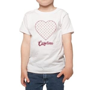 Polera Niños Corazón Cerezas Nombre Personalizado Calambur blanco