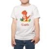 Polera Niños Dinosaurio Nombre Personalizado Calambur blanco