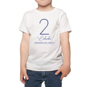 Polera Niño Hermana del Medio Nombre Personalizado Calambur blanco