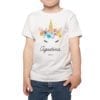 Polera Niña Unicornio Nombre Personalizado Calambur blanco