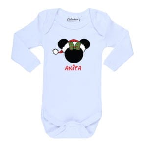Body Bebé Minnie Navidad Personalizado Calambur blanco