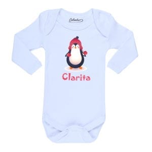 Body Bebé Pingüino Navidad Personalizado Calambur blanco