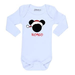 Body Bebé Mickey Navidad Personalizado Calambur blanco