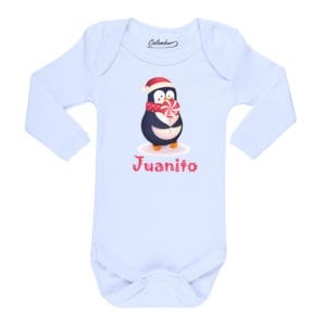Body Bebé Pingüino Navidad Personalizado Calambur blanco