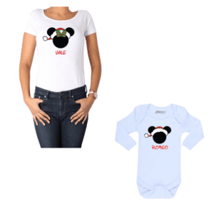 Conjunto Mama Bebé Minnie Mickey Navidad Calambur