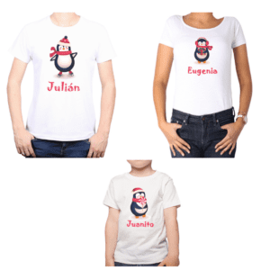 Conjunto Papá Mamá Niño Pingüinos Navidad Calambur