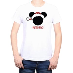 Polera Hombre Mickey Navidad Personalizado Calambur blanco