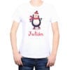 Polera Hombre Pingüino Navidad Personalizado Calambur blanco