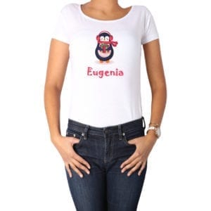 Polera Mujer Pingüino Navidad Personalizado Calambur blanco