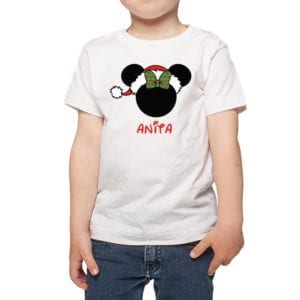 Polera Niña Minnie Navidad Personalizado Calambur blanco