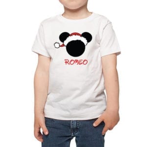 Polera Niño Mickey Navidad Personalizado Calambur blanco