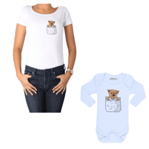 Conjunto Calambur Mama Bebe Polera Body Ilustración Mascota Personalizada
