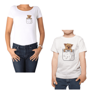 Conjunto Calambur Mama Niño Poleras Ilustración Mascota Personalizada