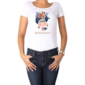 Polera Frida Kahlo 8 de Marzo Día de la Mujer blanco
