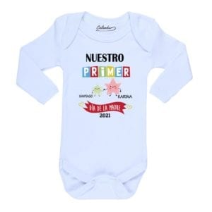 body bebe calambur nuestro primer dia de la madre estrellitas personalizadas blanco