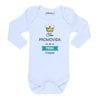 body bebe calambur promovida a prima mayor personalizado color blanco