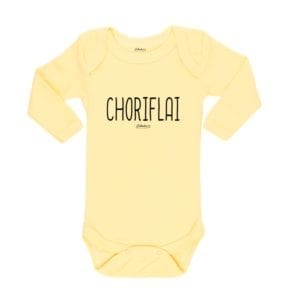 body bebe 100% algodón manga larga Choriflai amarillo