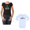conjunto mamá bebé jefa jefecita polera y body Calambur