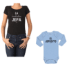 conjunto mamá bebe jefa jefecito polera y body Calambur