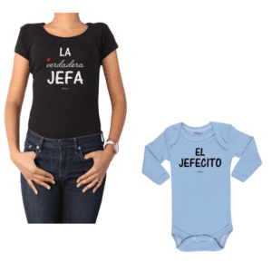 conjunto mamá bebe jefa jefecito polera y body Calambur