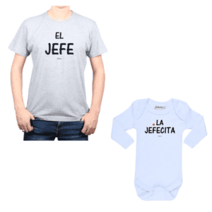 conjunto papa bebé jefe jefecita polera y body Calambur