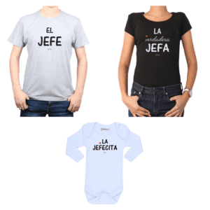 conjunto papa mamá bebé jefe jefa jefecita poleras y body Calambur