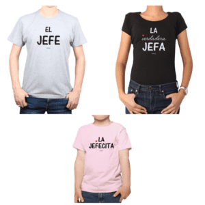 conjunto papa mamá niña jefe jefa jefecita poleras Calambur