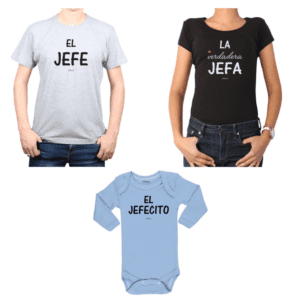 conjunto papa mamá bebé jefe jefa jefecito poleras y body Calambur