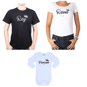 conjunto rey reina princesa poleras y body Calambur