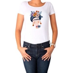 polera mujer calambur frida kahlo color blanco
