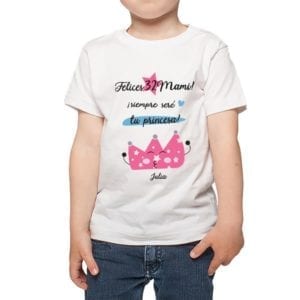 polera nino calambur felices mami siempre sere tu princesa personalizado color blanco