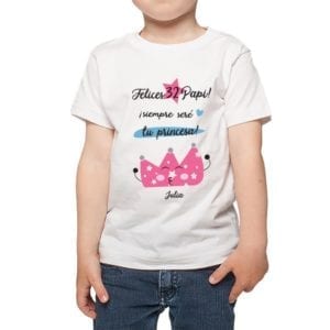 polera nino calambur felices papi siempre sere tu princesa personalizado color blanco