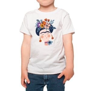 polera nino calambur frida kahlo color blanco